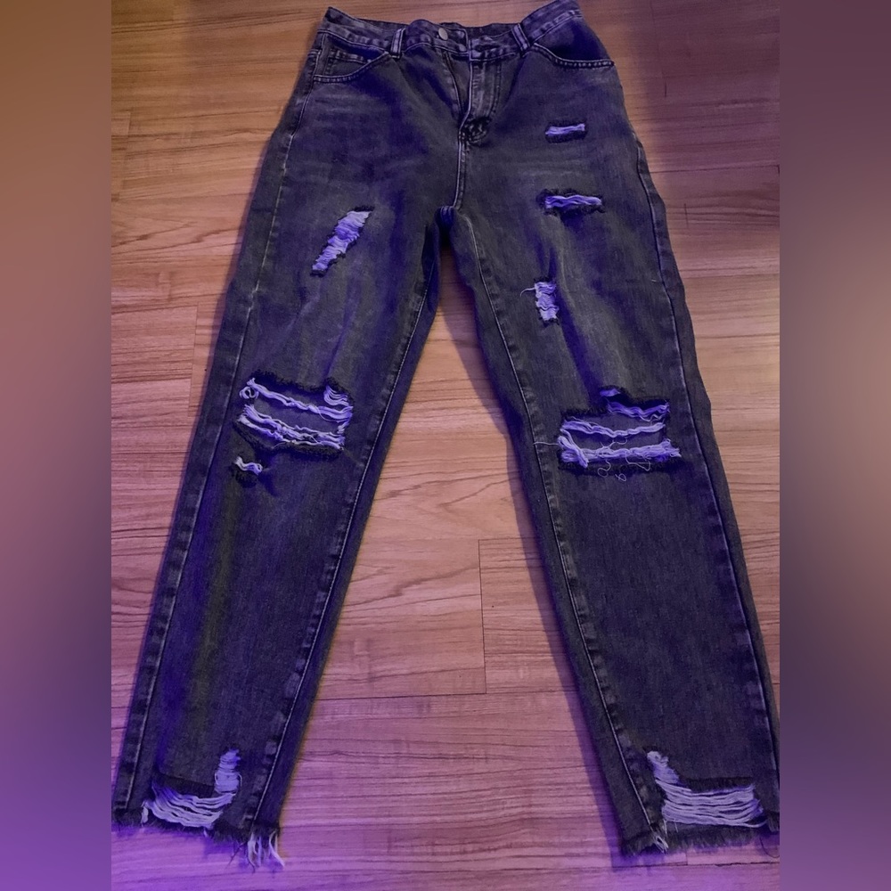 Black Ripped Mom Jeans